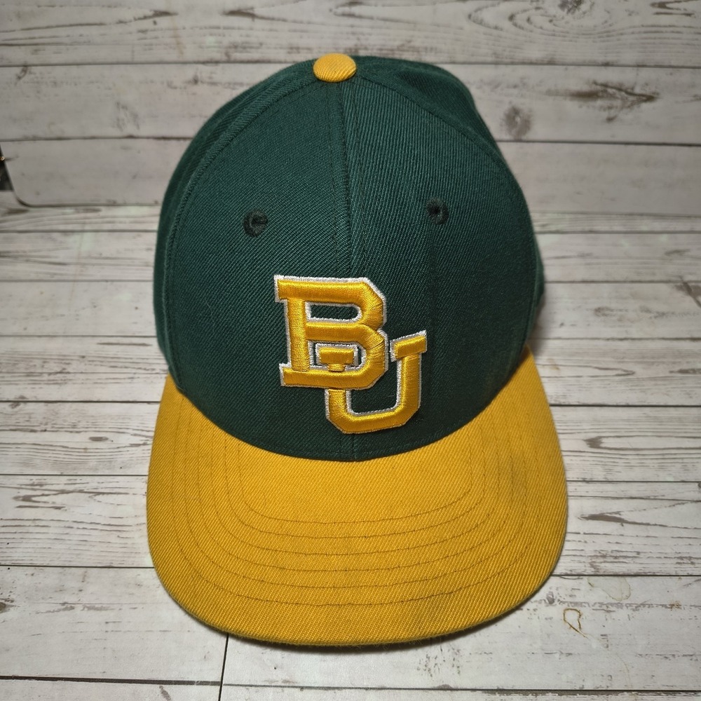Baylor University Bears Top‎ of the World Snapback Hat Green Gold Old BU Logo